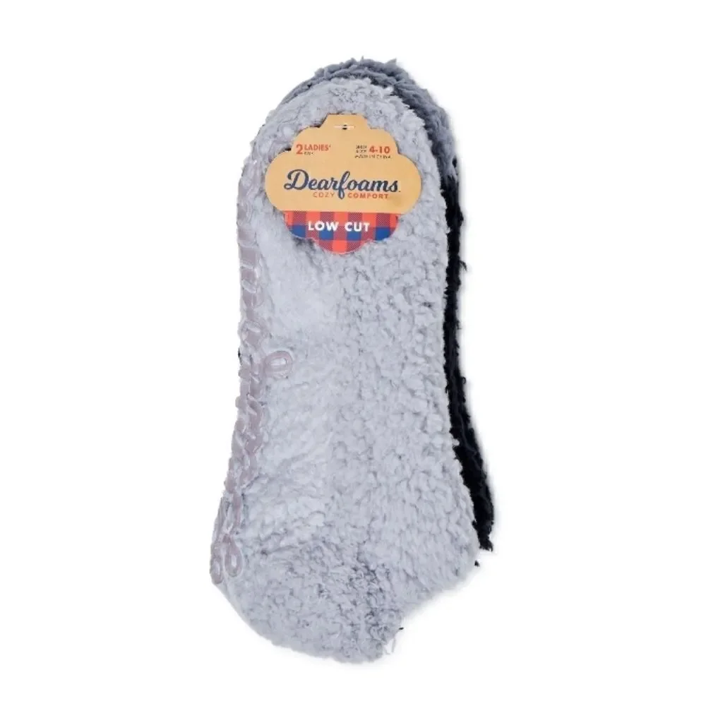 Women’s Dearfoams Ultra Soft Fuzzy Slipper Socks 2, 2-Packs Shoe Size 4-10